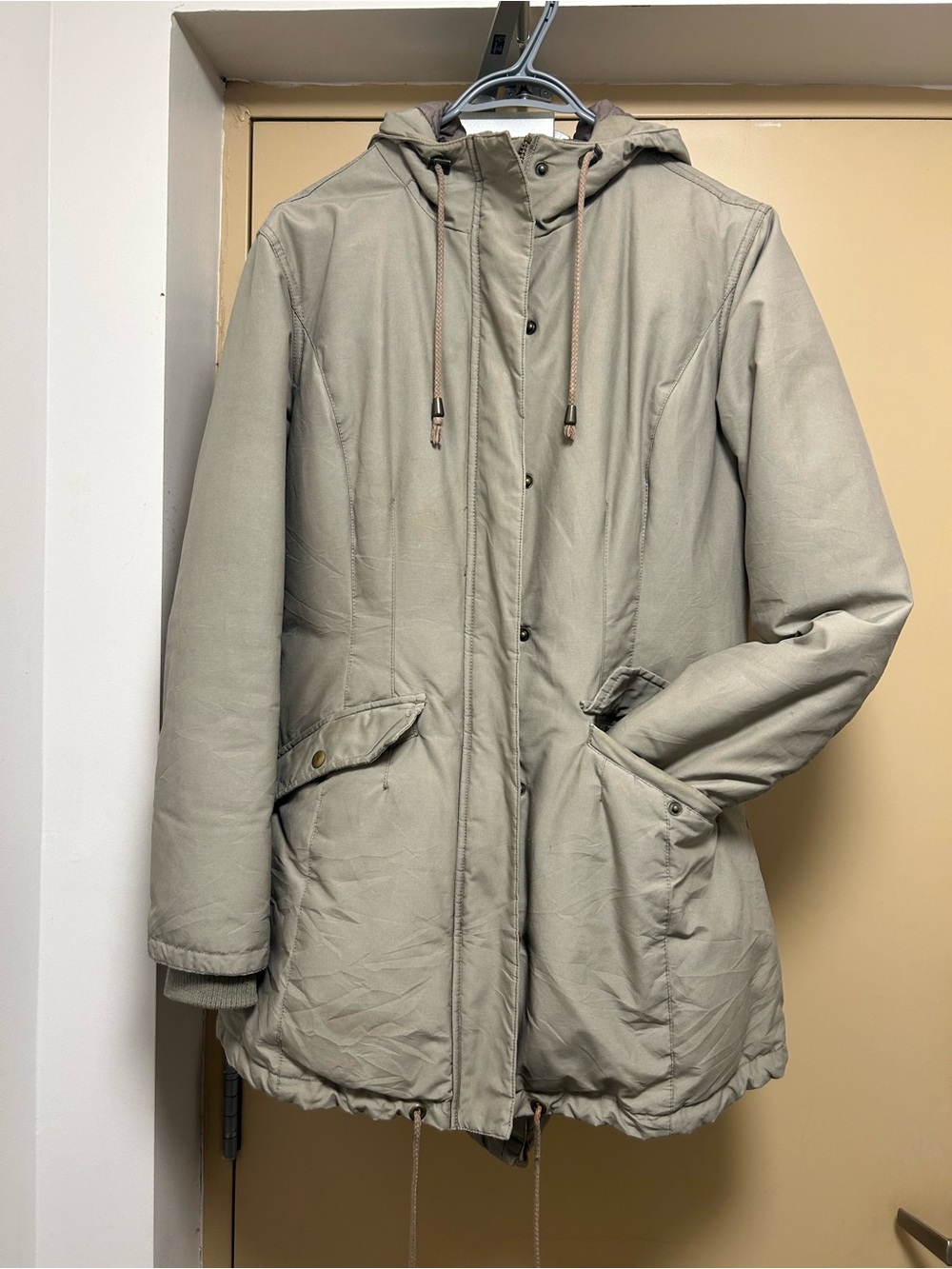 Women's Hooded Parka Jacket - Taupe